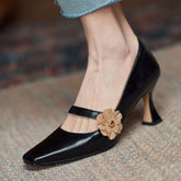 LBSFY  -  New Trend Brand Women Sexy High Heels Shoes Flower Shallow Sandals Autumn Square Toe Party Shoes Pumps Dress Bottine Femme